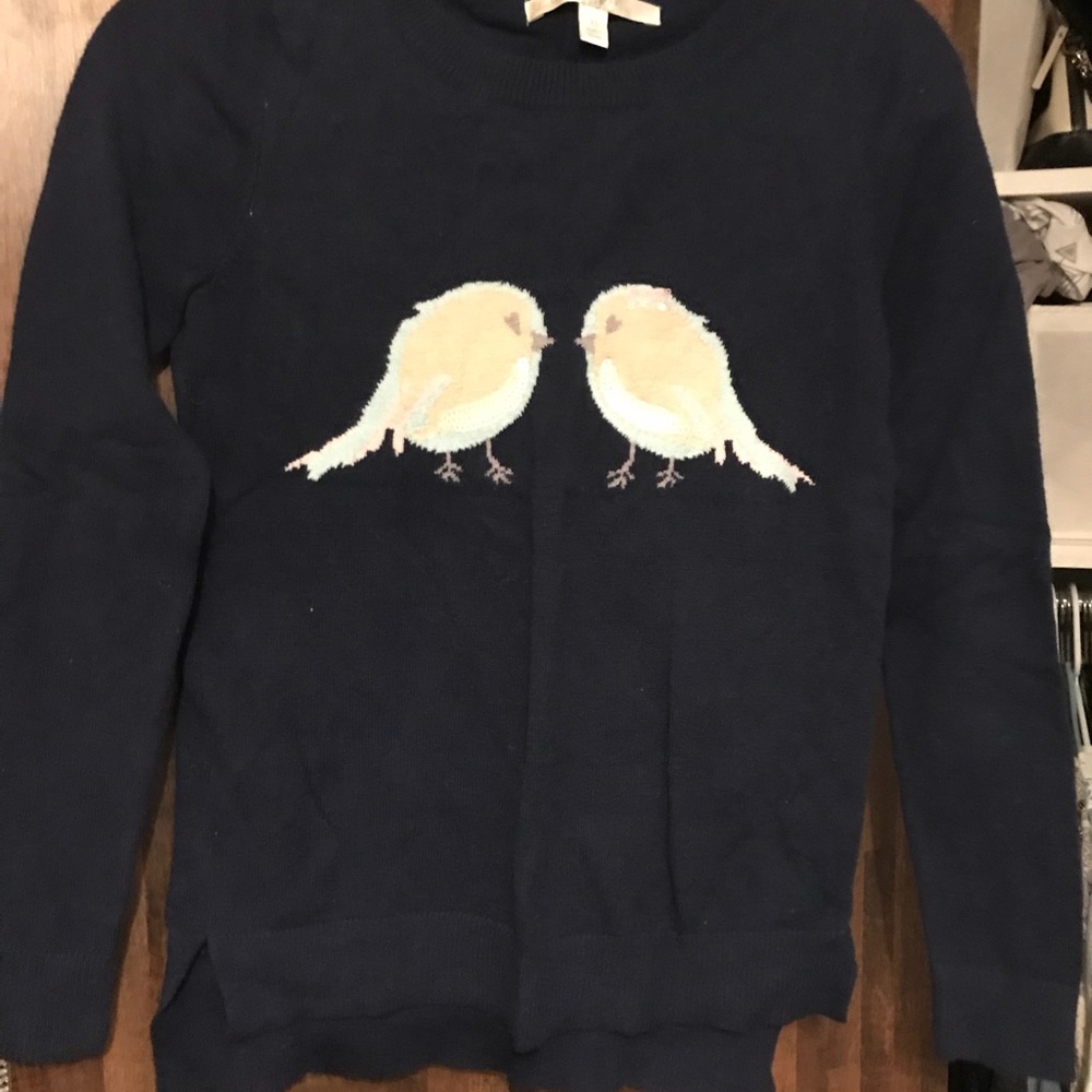 Navy sweater with birds
